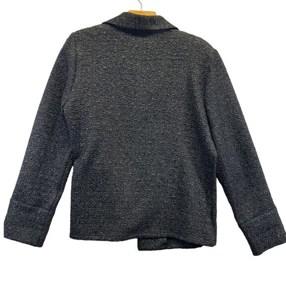 Chico's Black Stretch Shiny Lightweight Cardigan Open Front Size 1 - Picture 2 of 8